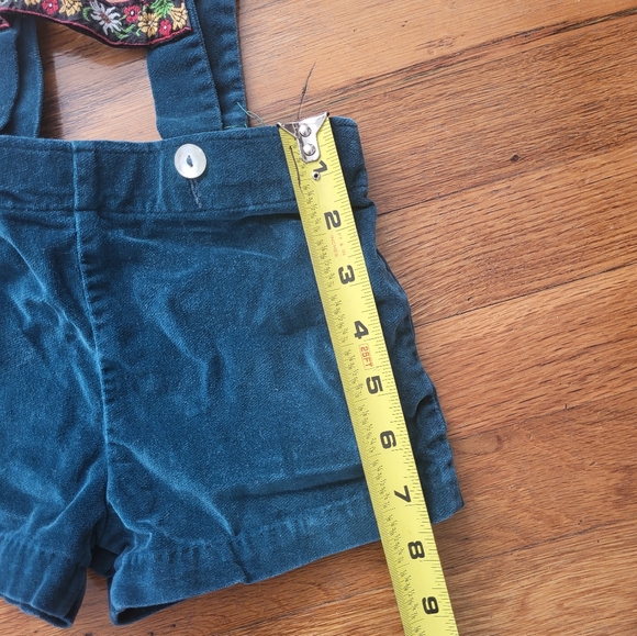 IMP Vintage Green Shorts Romper Overall Embroidered Toddler 2T Velvet St Patty's - Picture 7 of 8